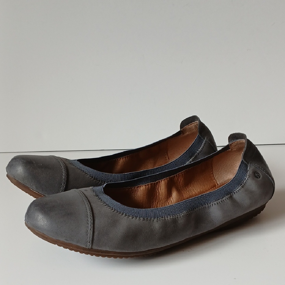 Josef Seibel Pippa Distressed Gray Leather Flats Size 39